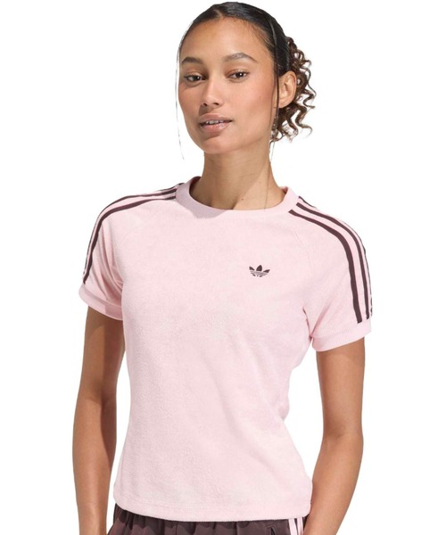 atmos(アトモス)の「adidas TERRY TOWEL CALI TEE / アディダス テリー タオル カリ ティー(Tシャツ/カットソー・レディース・ピンク・S/M/L)」の2枚目の写真