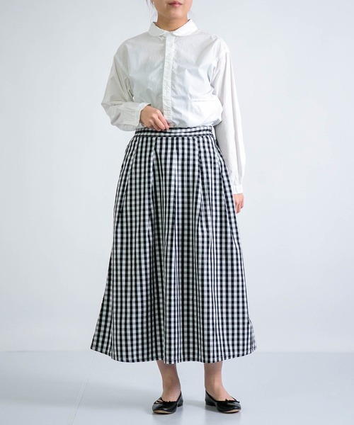 D.M.G.（ドミンゴ）の「[D.M.G / ディーエムジー] ブロード ギンガム タックフレアスカート（スカート・レディース・ブラック系その他/ブルー系その他・FREE）」の12枚目の写真