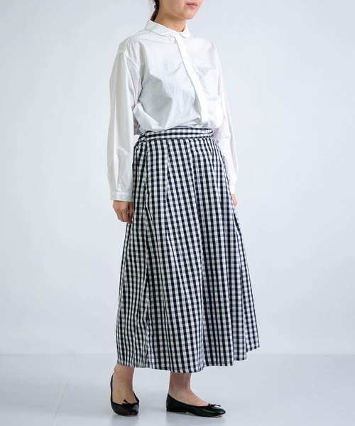 D.M.G.（ドミンゴ）の「[D.M.G / ディーエムジー] ブロード ギンガム タックフレアスカート（スカート・レディース・ブラック系その他/ブルー系その他・FREE）」の13枚目の写真