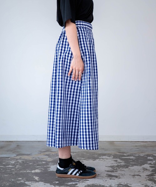D.M.G.（ドミンゴ）の「[D.M.G / ディーエムジー] ブロード ギンガム タックフレアスカート（スカート・レディース・ブラック系その他/ブルー系その他・FREE）」の16枚目の写真