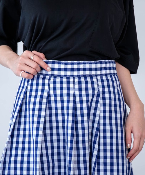 D.M.G.（ドミンゴ）の「[D.M.G / ディーエムジー] ブロード ギンガム タックフレアスカート（スカート・レディース・ブラック系その他/ブルー系その他・FREE）」の18枚目の写真
