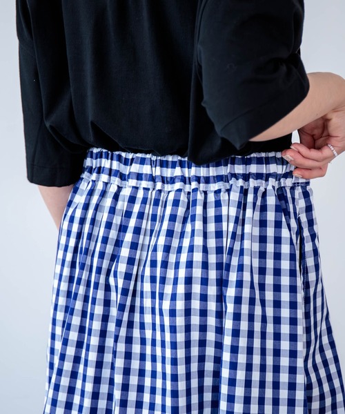 D.M.G.（ドミンゴ）の「[D.M.G / ディーエムジー] ブロード ギンガム タックフレアスカート（スカート・レディース・ブラック系その他/ブルー系その他・FREE）」の9枚目の写真
