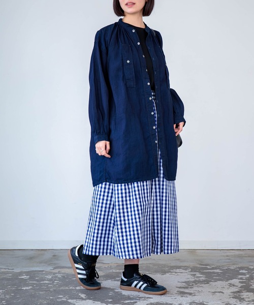 D.M.G.（ドミンゴ）の「[D.M.G / ディーエムジー] ブロード ギンガム タックフレアスカート（スカート・レディース・ブラック系その他/ブルー系その他・FREE）」の8枚目の写真