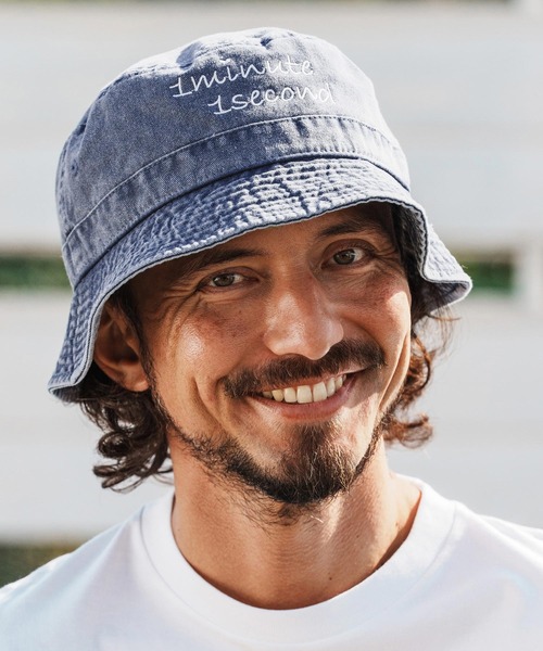 mko13285-cursive embroidery pigment bucket hat バケットハット