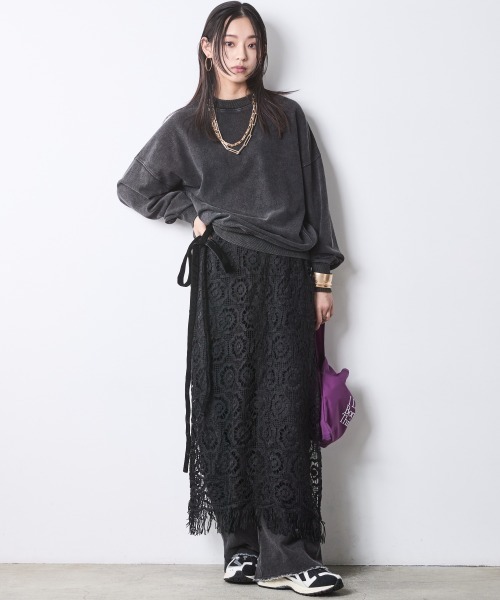 CHIC STYLE(シックスタイル)の「硫化染ビッグシルエットスウェット<大きいサイズ有>シックスタイル(スウェット・レディース・チャコール/グレー系・M/L/LL/3L/4L/5L)」の3枚目の写真