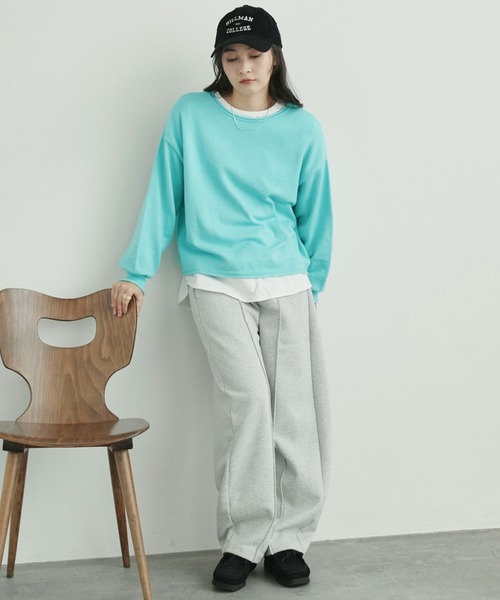 Doux archives（ドゥアルシーヴ）の「カーリングボートネックニットプルオーバー（ニット/セーター・レディース・シアン/グレイッシュベージュ/ブラック/グレー・FREE）」の21枚目の写真