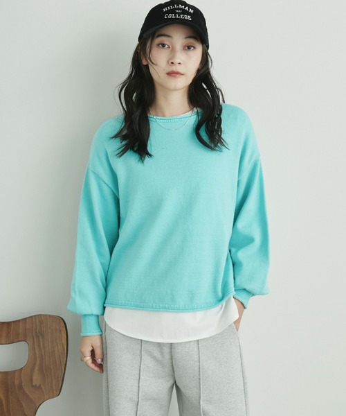 Doux archives（ドゥアルシーヴ）の「カーリングボートネックニットプルオーバー（ニット/セーター・レディース・シアン/グレイッシュベージュ/ブラック/グレー・FREE）」の15枚目の写真