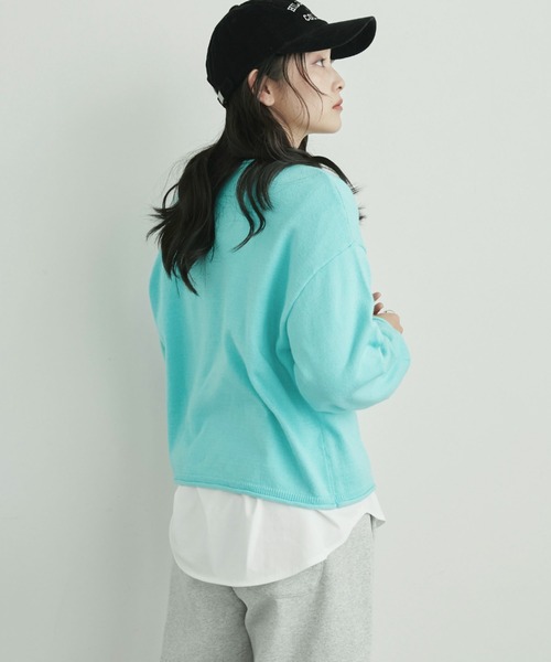 Doux archives（ドゥアルシーヴ）の「カーリングボートネックニットプルオーバー（ニット/セーター・レディース・シアン/グレイッシュベージュ/ブラック/グレー・FREE）」の9枚目の写真