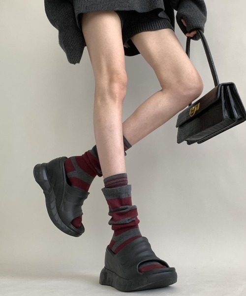 SANSeLF(サンセルフ)の「【SANSeLF】ボーダーパターンソックス saa25a199(ソックス/靴下・レディース・ネイビー/ブラウン/ボルドー/ブラック・FREE)」の7枚目の写真