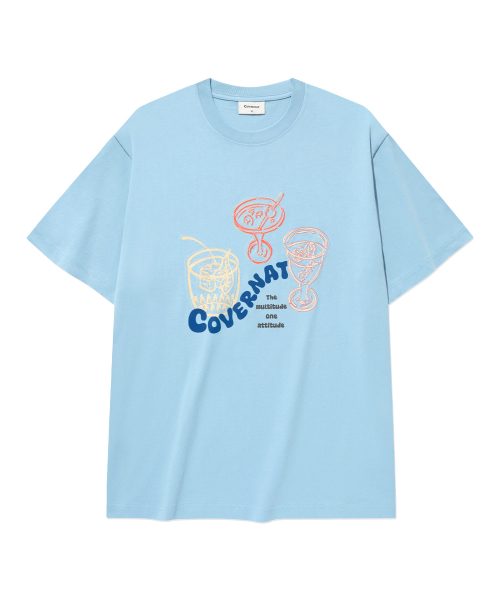 COVERNAT(カバーナット)の「クールコットンキッチカクテルグラフィックTシャツ Blue(Tシャツ/カットソー・レディース・その他・X-SMALL/SMALL/MEDIUM/LARGE/X-LARGE/XX-LARGE)」の2枚目の写真