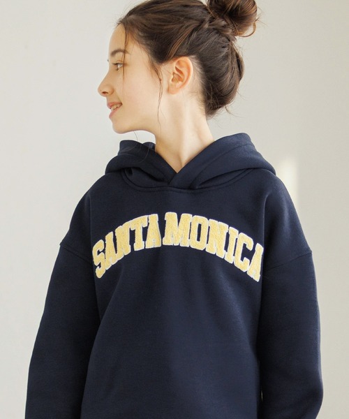 coca（coca）（コカ）の「【WEB限定セール】キッズ　親子お揃い裏起毛刺繍ロゴパーカー（パーカー・キッズ・ライトグレー/ネイビー・120/130/140/150）」の6枚目の写真