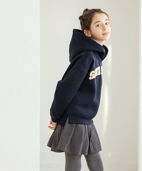 coca（coca）（コカ）の「【WEB限定セール】キッズ　親子お揃い裏起毛刺繍ロゴパーカー（パーカー・キッズ・ライトグレー/ネイビー・120/130/140/150）」の8枚目の写真