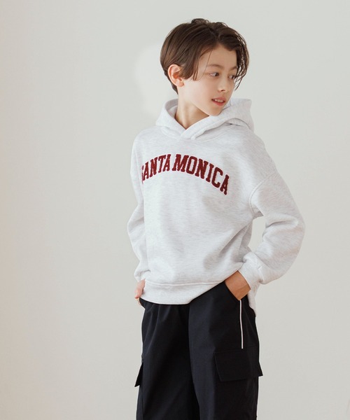 coca（coca）（コカ）の「【WEB限定セール】キッズ　親子お揃い裏起毛刺繍ロゴパーカー（パーカー・キッズ・ライトグレー/ネイビー・120/130/140/150）」の10枚目の写真