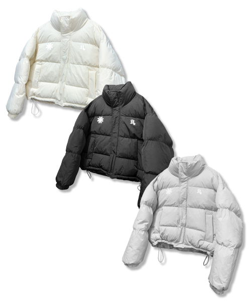 セール】ダブルロゴボリュームプファーパディング_グレー（ダウン