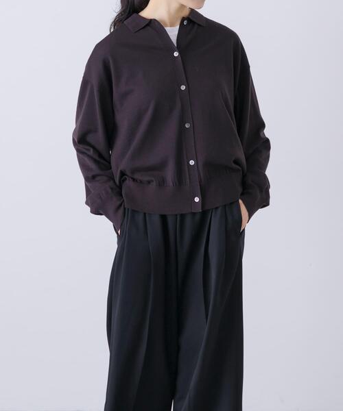 かぐれ（カグレ）の「ウールポロニットカーディガン（カーディガン/ボレロ・レディース・レッド/ブラック/ブラウン・FREE）」の3枚目の写真