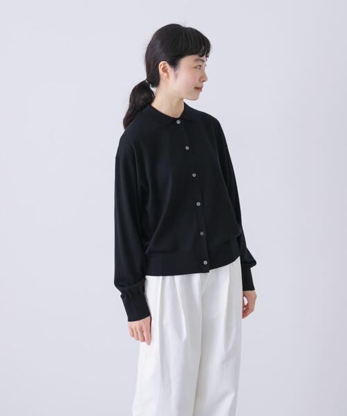 かぐれ（カグレ）の「ウールポロニットカーディガン（カーディガン/ボレロ・レディース・レッド/ブラック/ブラウン・FREE）」の2枚目の写真