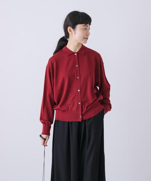 かぐれ（カグレ）の「ウールポロニットカーディガン（カーディガン/ボレロ・レディース・レッド/ブラック/ブラウン・FREE）」の4枚目の写真