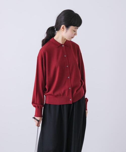 かぐれ（カグレ）の「ウールポロニットカーディガン（カーディガン/ボレロ・レディース・レッド/ブラック/ブラウン・FREE）」の5枚目の写真