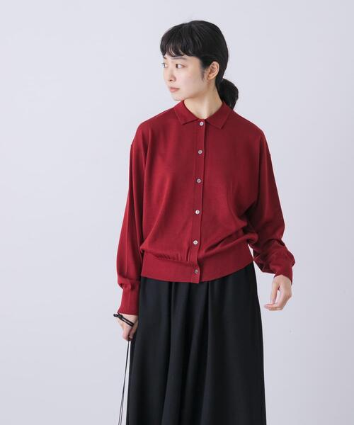 かぐれ（カグレ）の「ウールポロニットカーディガン（カーディガン/ボレロ・レディース・レッド/ブラック/ブラウン・FREE）」の6枚目の写真