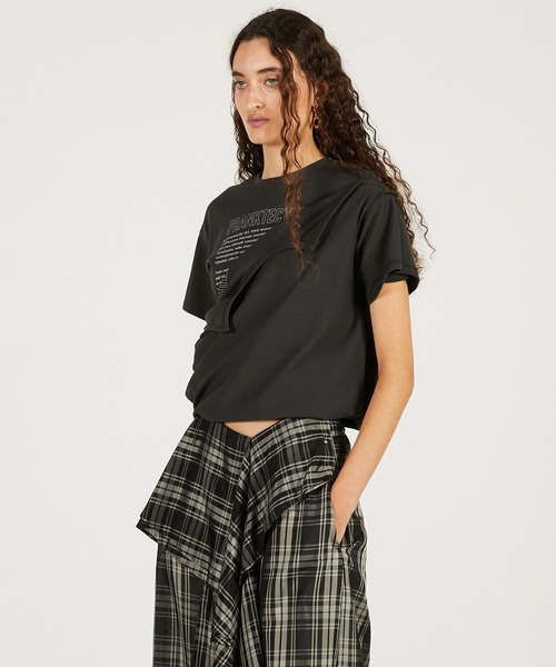 PRANK PROJECT（プランクプロジェクト）の「【2026Spring Pre-Order】カットシンメプリントT / Inverted Tee Dress（Tシャツ/カットソー・レディース・チャコールグレー/ホワイト・FREE）」の20枚目の写真