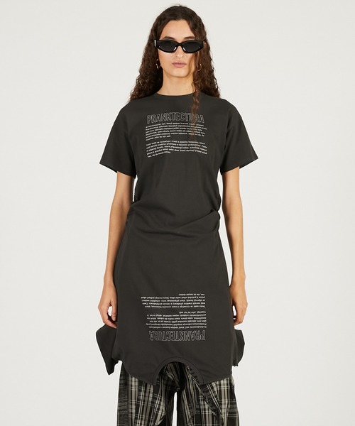 PRANK PROJECT（プランクプロジェクト）の「【2026Spring Pre-Order】カットシンメプリントT / Inverted Tee Dress（Tシャツ/カットソー・レディース・チャコールグレー/ホワイト・FREE）」の18枚目の写真