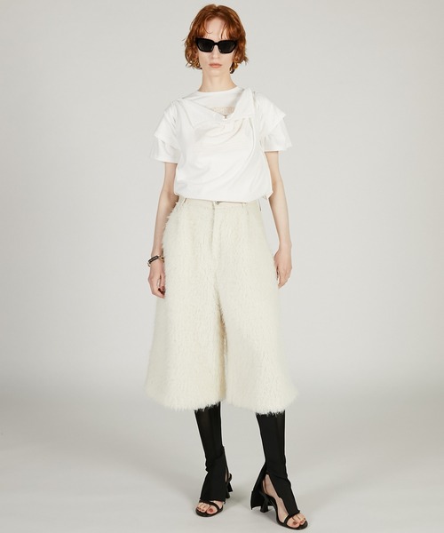 PRANK PROJECT（プランクプロジェクト）の「【2026Spring Pre-Order】カットシンメプリントT / Inverted Tee Dress（Tシャツ/カットソー・レディース・チャコールグレー/ホワイト・FREE）」の5枚目の写真