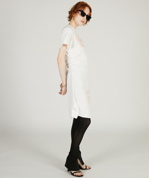 PRANK PROJECT（プランクプロジェクト）の「【2026Spring Pre-Order】カットシンメプリントT / Inverted Tee Dress（Tシャツ/カットソー・レディース・チャコールグレー/ホワイト・FREE）」の12枚目の写真