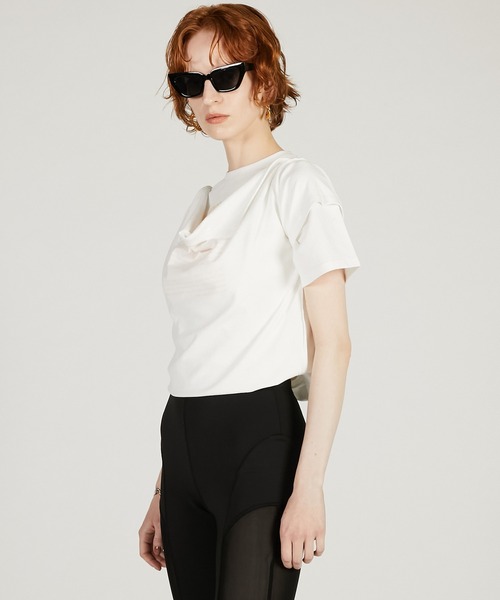 PRANK PROJECT（プランクプロジェクト）の「【2026Spring Pre-Order】カットシンメプリントT / Inverted Tee Dress（Tシャツ/カットソー・レディース・チャコールグレー/ホワイト・FREE）」の14枚目の写真