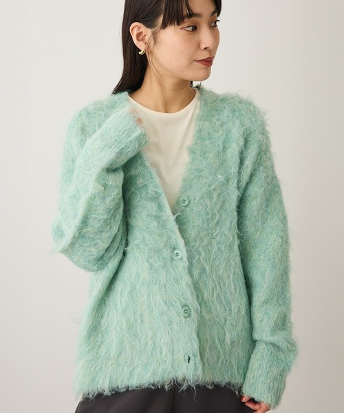 CRAFT STANDARD BOUTIQUE（クラフトスタンダードブティック）の「カール起毛モヘアライクVネックニットカーディガン ◆（カーディガン/ボレロ・レディース・アイボリー/グレー/グリーン・FREE）」の3枚目の写真