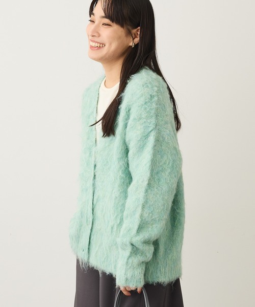 CRAFT STANDARD BOUTIQUE（クラフトスタンダードブティック）の「カール起毛モヘアライクVネックニットカーディガン ◆（カーディガン/ボレロ・レディース・アイボリー/グレー/グリーン・FREE）」の6枚目の写真