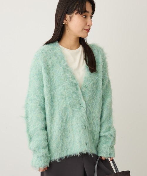 CRAFT STANDARD BOUTIQUE（クラフトスタンダードブティック）の「カール起毛モヘアライクVネックニットカーディガン ◆（カーディガン/ボレロ・レディース・アイボリー/グレー/グリーン・FREE）」の5枚目の写真