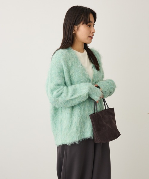 CRAFT STANDARD BOUTIQUE（クラフトスタンダードブティック）の「カール起毛モヘアライクVネックニットカーディガン ◆（カーディガン/ボレロ・レディース・アイボリー/グレー/グリーン・FREE）」の7枚目の写真