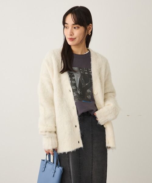 CRAFT STANDARD BOUTIQUE（クラフトスタンダードブティック）の「カール起毛モヘアライクVネックニットカーディガン ◆（カーディガン/ボレロ・レディース・アイボリー/グレー/グリーン・FREE）」の12枚目の写真