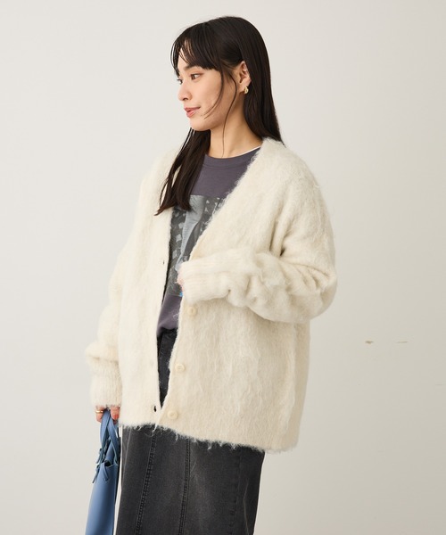 CRAFT STANDARD BOUTIQUE（クラフトスタンダードブティック）の「カール起毛モヘアライクVネックニットカーディガン ◆（カーディガン/ボレロ・レディース・アイボリー/グレー/グリーン・FREE）」の13枚目の写真
