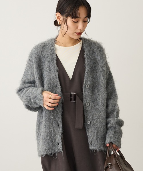 CRAFT STANDARD BOUTIQUE（クラフトスタンダードブティック）の「カール起毛モヘアライクVネックニットカーディガン ◆（カーディガン/ボレロ・レディース・アイボリー/グレー/グリーン・FREE）」の18枚目の写真