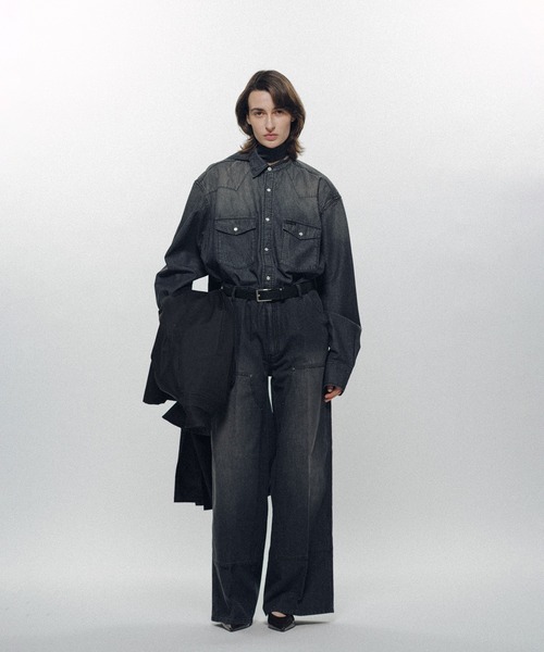 KEISUKEYOSHIDA（ケイスケヨシダ）の「Double Knee Linen Jeans（スラックス・レディース・インディゴブルー/ライトブルー/ブラック・L/M）」の2枚目の写真