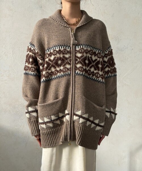 DouDou（ドゥドゥ）の「ノルディックジップカーディガン（ニット/セーター・レディース・ベージュ/オフホワイト・FREE）」の21枚目の写真