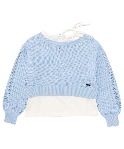 algy（アルジー）の「メッシュニット&ロンTセット（Tシャツ/カットソー・キッズ・ピンク/サックスブルー/グレー・160/150/140/130）」の2枚目の写真