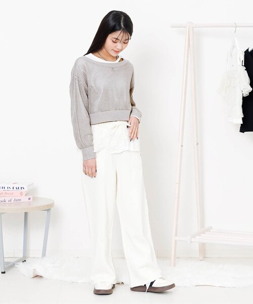 algy（アルジー）の「メッシュニット&ロンTセット（Tシャツ/カットソー・キッズ・ピンク/サックスブルー/グレー・160/150/140/130）」の9枚目の写真