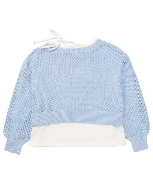 algy（アルジー）の「メッシュニット&ロンTセット（Tシャツ/カットソー・キッズ・ピンク/サックスブルー/グレー・160/150/140/130）」の4枚目の写真