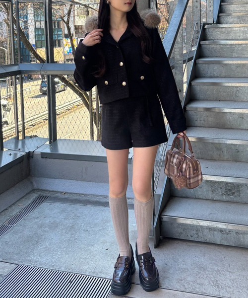 one after another NICE CLAUP(ワンアフターアナザーナイスクラップ)の「セットで着れる/ベルト付きショートパンツ(その他パンツ・レディース・アイボリー/ブラック/ブラック系その他/イエロー/ベージュ/ブラック系/グレー系その他・FREE)」の15枚目の写真