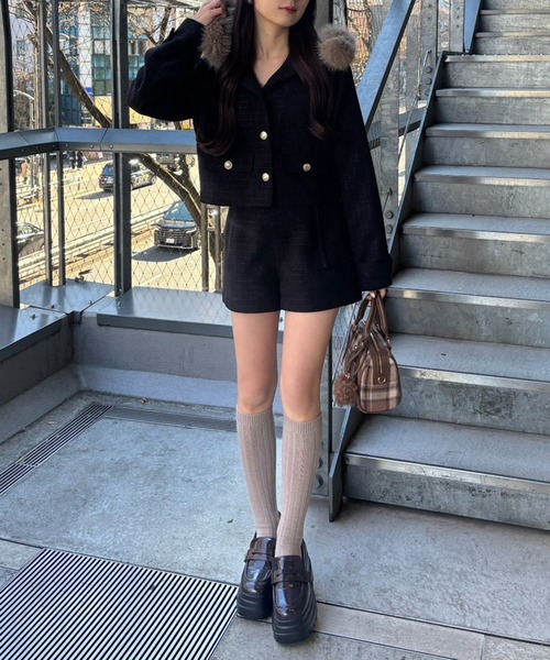 one after another NICE CLAUP(ワンアフターアナザーナイスクラップ)の「セットで着れる/ベルト付きショートパンツ(その他パンツ・レディース・アイボリー/ブラック/ブラック系その他/イエロー/ベージュ/ブラック系/グレー系その他・FREE)」の14枚目の写真