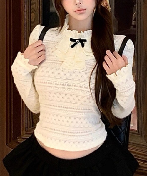 ViViDAY(ビビデー)の「フロントリボンレースカットソー(Tシャツ/カットソー・レディース・ホワイト・M)」の14枚目の写真
