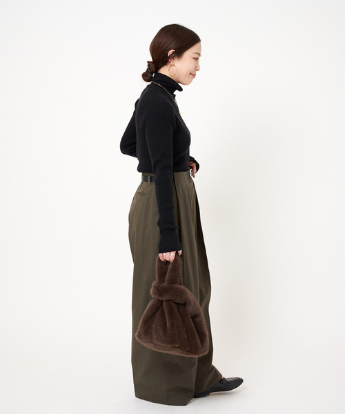 B.C STOCK(ベーセーストック)の「エコファーBAG(トートバッグ・レディース・ブラウン/サックスブルー/チョコ/アイボリー・FREE)」の7枚目の写真