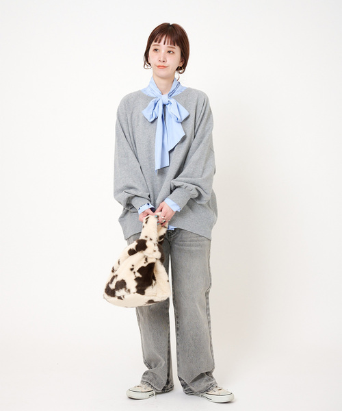 B.C STOCK(ベーセーストック)の「エコファーBAG(トートバッグ・レディース・ブラウン/サックスブルー/チョコ/アイボリー・FREE)」の8枚目の写真