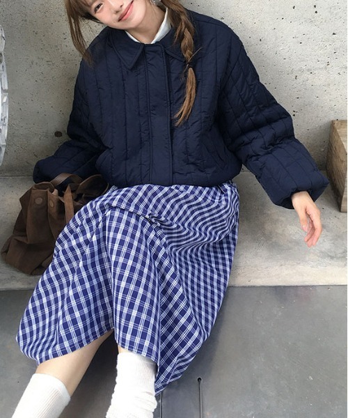 WEGO(ウィゴー)の「WEGO/ストライプキルトショートポロ襟ジャケット/ブルゾン(ブルゾン・レディース・ブルー/ネイビー/ホワイト・LARGE/MEDIUM)」の16枚目の写真