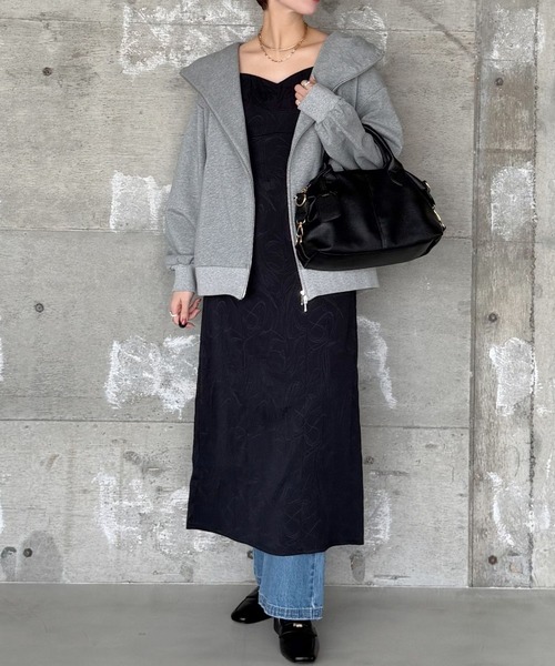 mysty woman（ミスティウーマン）の「フラワージャガードキャミワンピース 645143（ワンピース・レディース・アイボリー/ブラック・FREE）」の3枚目の写真