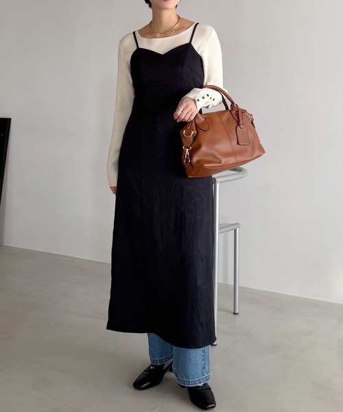 mysty woman（ミスティウーマン）の「フラワージャガードキャミワンピース 645143（ワンピース・レディース・アイボリー/ブラック・FREE）」の5枚目の写真