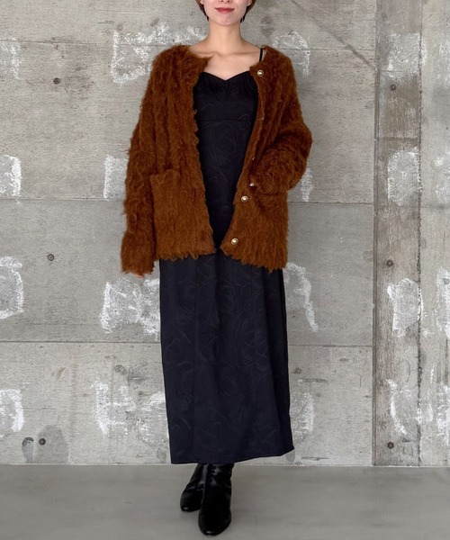 mysty woman（ミスティウーマン）の「フラワージャガードキャミワンピース 645143（ワンピース・レディース・アイボリー/ブラック・FREE）」の6枚目の写真