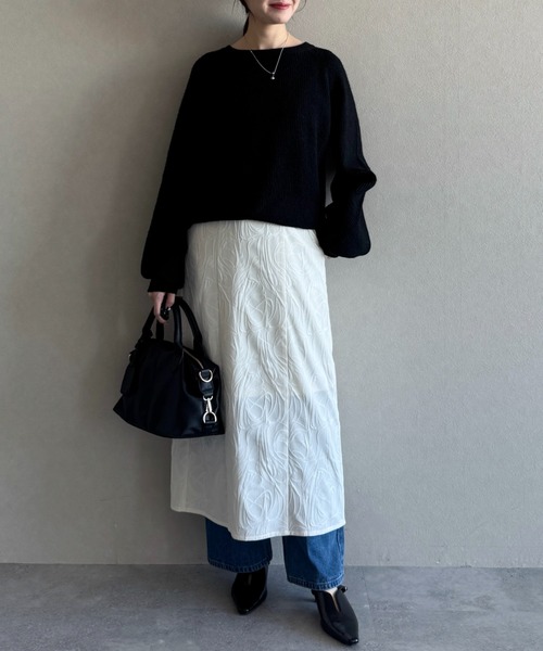 mysty woman（ミスティウーマン）の「フラワージャガードキャミワンピース 645143（ワンピース・レディース・アイボリー/ブラック・FREE）」の7枚目の写真